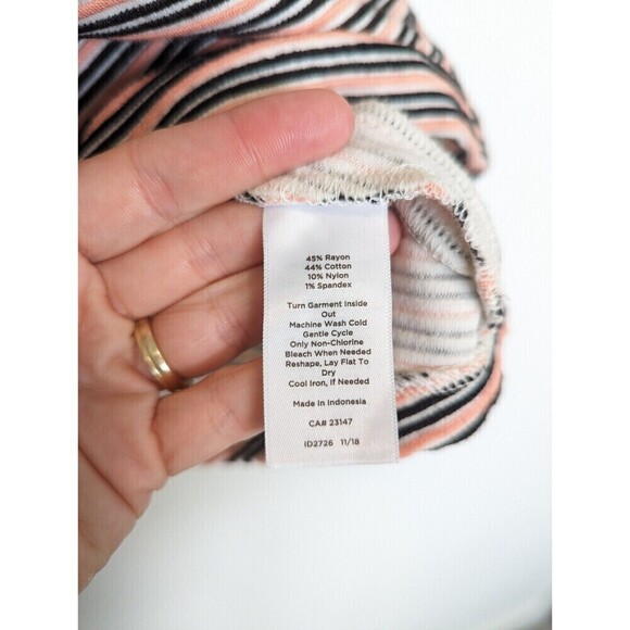 Talbots Striped Peplum Top Womens L Pink Short Sleeve Casual Professional Shirt - Picture 8 of 8